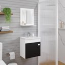 Ver imagem 2 de Gabinete de Banheiro com Cuba e Espelheira Iris 45cm Branco/preto - Mgm
