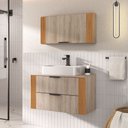 Ver imagem 1 de Conjunto Gabinete Banheiro Taos 80cm (Armário + Cuba + Espelheira + Tampo Vidro)