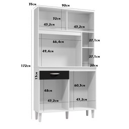 Cozinha Compacta Armário Organizador Duda 90cm com Gaveta - 3