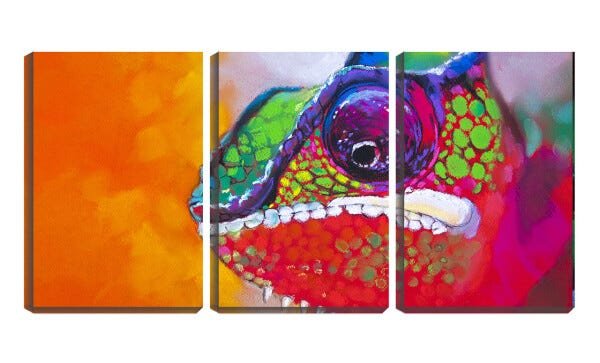 Quadro canvas 68x126 olho de camaleão arte - 1