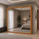Ver imagem 1 de Guarda-Roupa Casal 3 Portas de Correr com Espelhos e 4 Gavetas 186cm Multimóveis CR35571 Madeirado