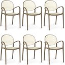 Ver imagem 1 de Kit 6 Cadeiras de Jantar Roma com Braço para Sala e Cozinha - Branco-cinza Escuro