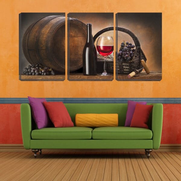 Quadro canvas 68x126 pequeno barril e cesto de uvas - 2