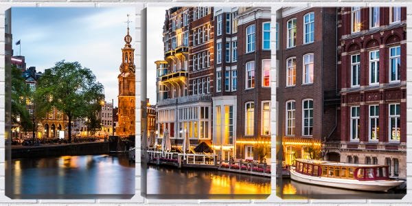 Quadro canvas 68x126 cidade Amsterdã iluminada - 1