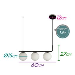 Pendente Petit Poa Cromo 60cm 3E27 SQ001B Bella - 2