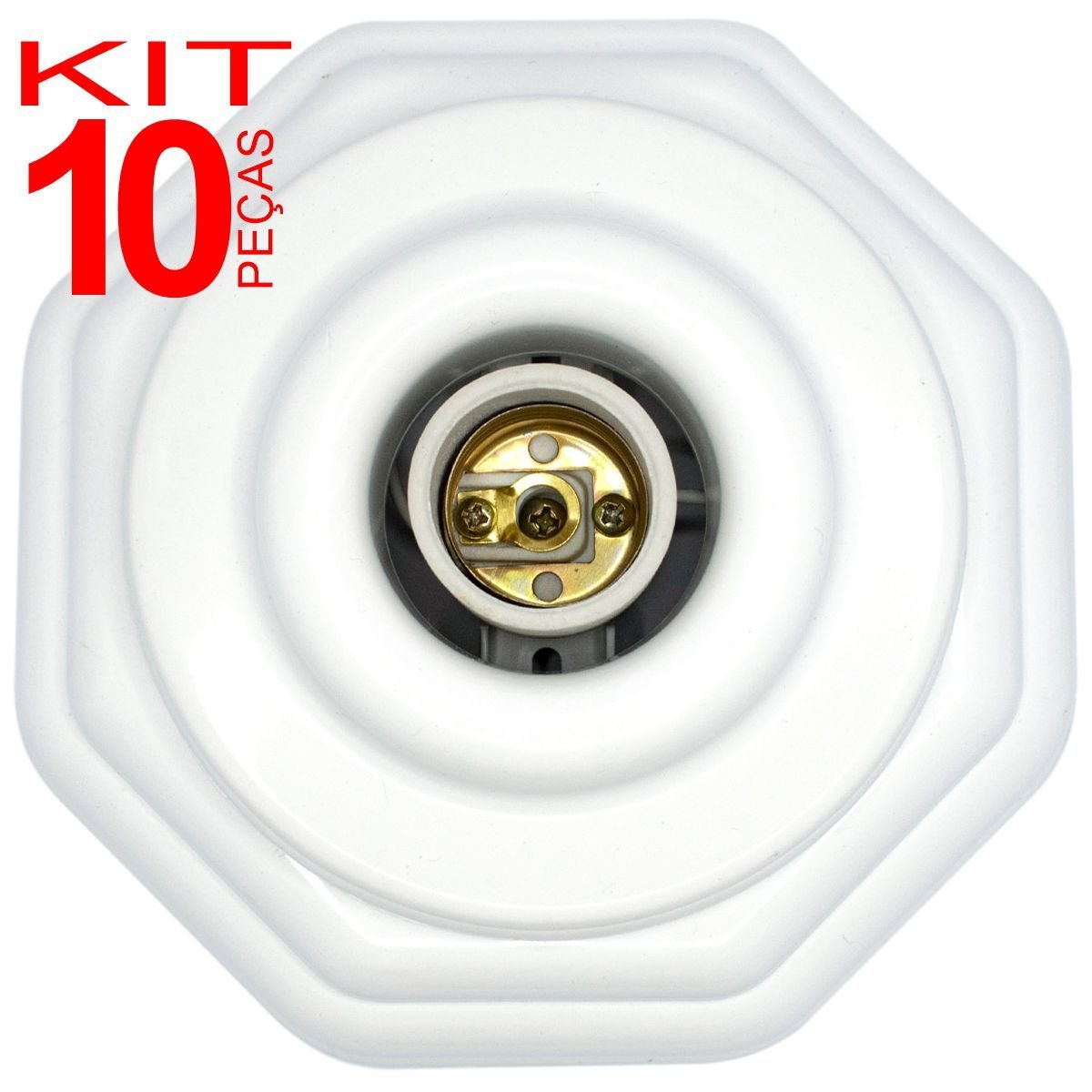Kit 10 Plafonier Plafon Decorativo Oitavado E27 100w Bivolt - 1