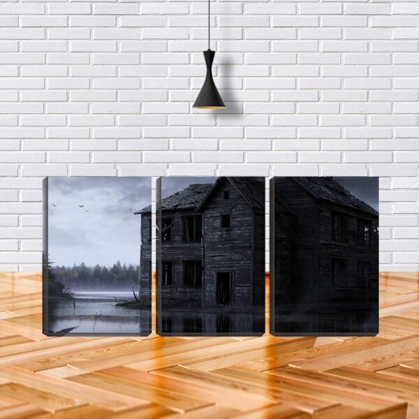 Quadro canvas 68x126 casa de madeira abandonada - 2