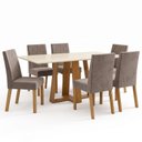 Ver imagem 2 de Conjunto Sala de Jantar Mesa Lisa 160cm Tampo MDF Canto Reto 6 Cadeiras Flávia