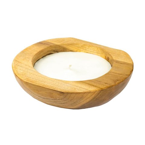 Porta Velas em Madeira com Vela Dentro 7x30 Cm