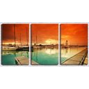 Ver imagem 1 de Quadro canvas 68x126 barcos ancorados sol céu vermelho