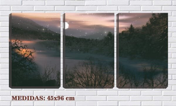 Quadro canvas 68x126 estrelas sobre a mata desenho - 1
