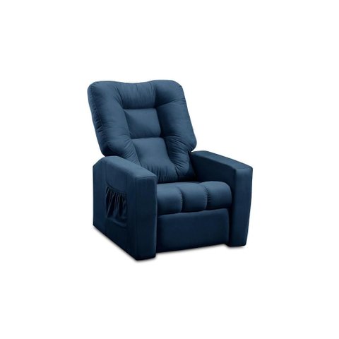 Poltrona do Papai Reclinável Veneza Suede Azul Rover & Beato