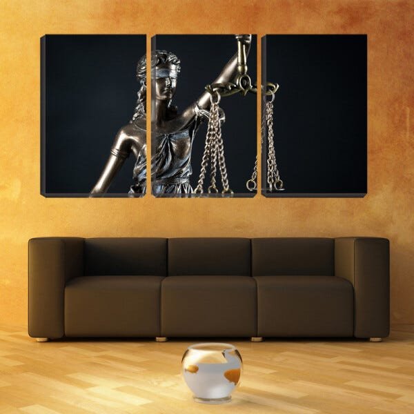 Quadro canvas 68x126 deusa da justiça fundo preto - 2