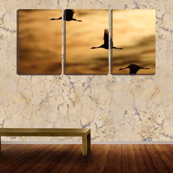 Quadro canvas 68x126 silhueta de três patos voando - 2