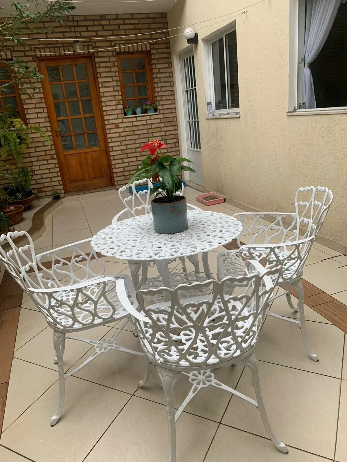 Conjunto de Mesa Viena 4 Cadeiras com Almofadas para Jardim Piscina Área Externa - 8