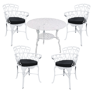 Conjunto de Mesa Viena 4 Cadeiras com Almofadas para Jardim Piscina Área Externa