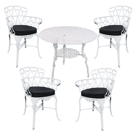 Conjunto de Mesa Viena 4 Cadeiras com Almofadas para Jardim Piscina Área Externa