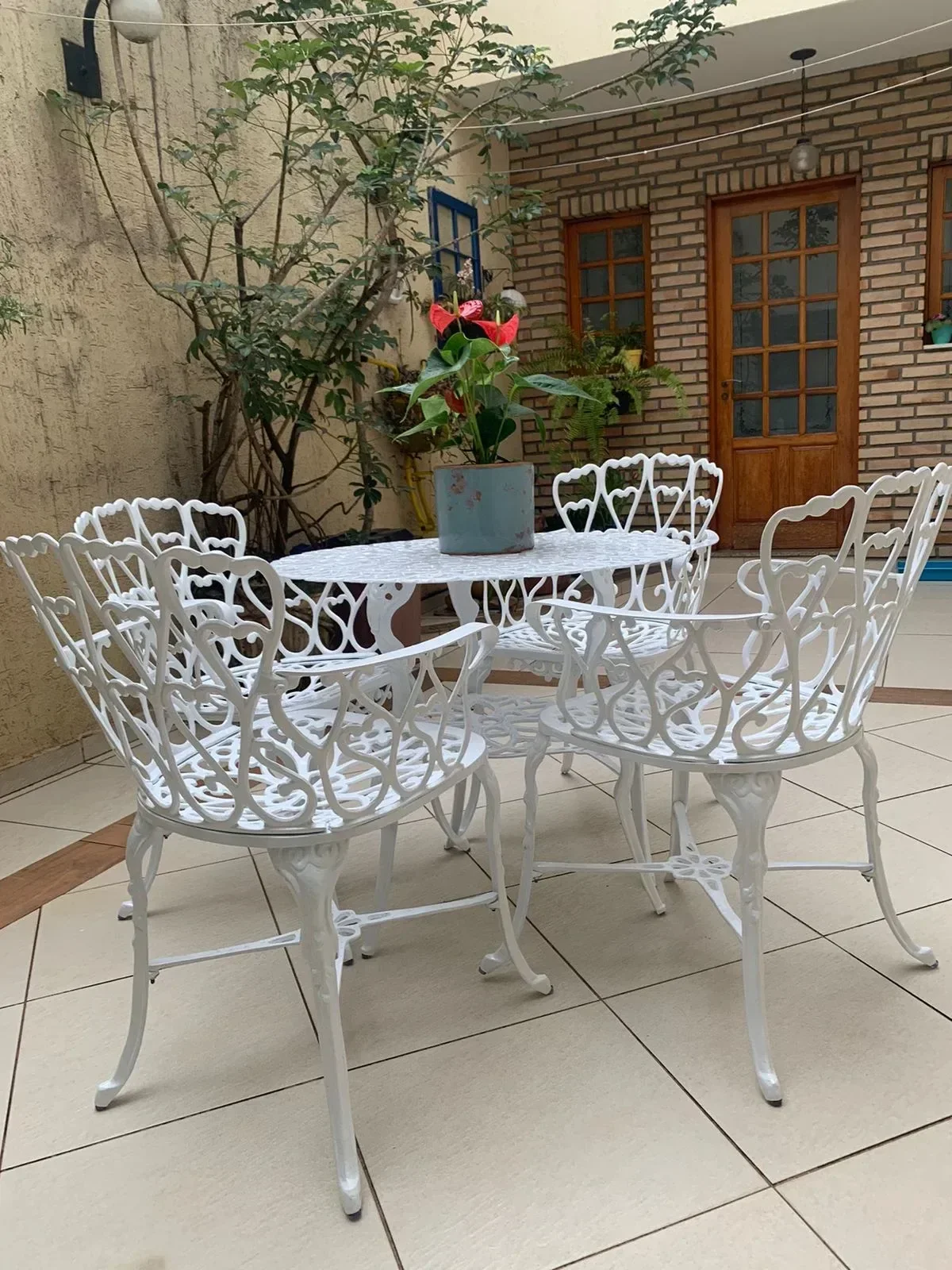 Conjunto de Mesa Viena 4 Cadeiras com Almofadas para Jardim Piscina Área Externa - 9