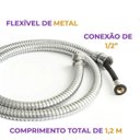 Ver imagem 3 de Mangueira Flexível P/ Ducha Higiênica 1,20 Metros Cromado:cromado/brilhante