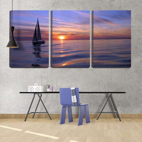 Quadro canvas 68x126 veleiros nas ondas mansas - 2