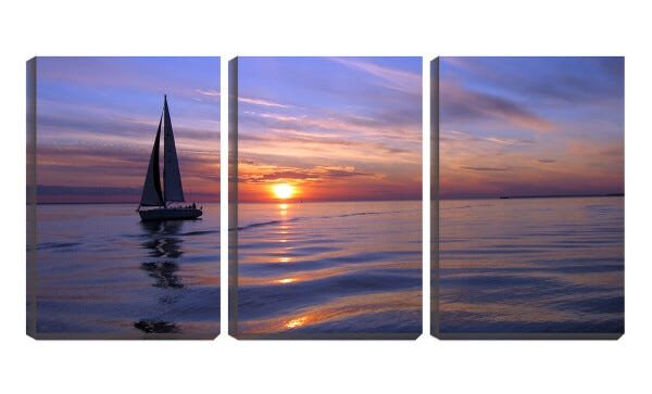 Quadro canvas 68x126 veleiros nas ondas mansas - 1