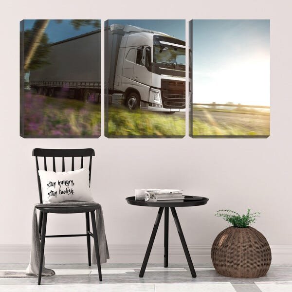 Quadro canvas 68x126 carreta moderna na estrada - 2