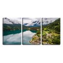 Ver imagem 1 de Quadro canvas 68x126 casas na beira do lago