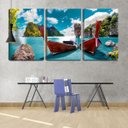 Ver imagem 2 de Quadro canvas 68x126 barcos na água azul piscina