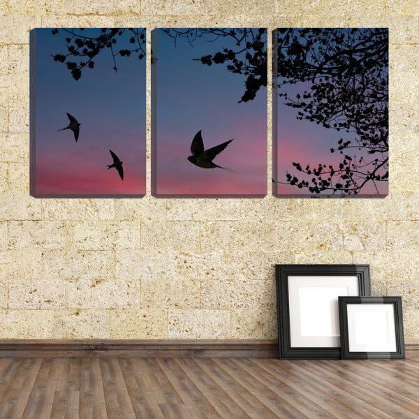 Quadro canvas 68x126 silhueta de andorinhas - 2