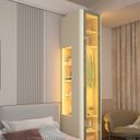 Ver mais imagens de Módulo Guarda-Roupa Nicho Reflecta 1 Porta com LED 100% MDF Innova Bege/Off White