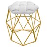 Kit 5 Puff Banqueta Luna Nó Escandinavo para Pentedeira Sala Quarto Hexágono Dourado Suede Branco - 2