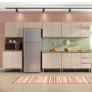 Cozinha Modulada Milla 6 Peças Amendoa Off White Puxador Aluminio Ii
