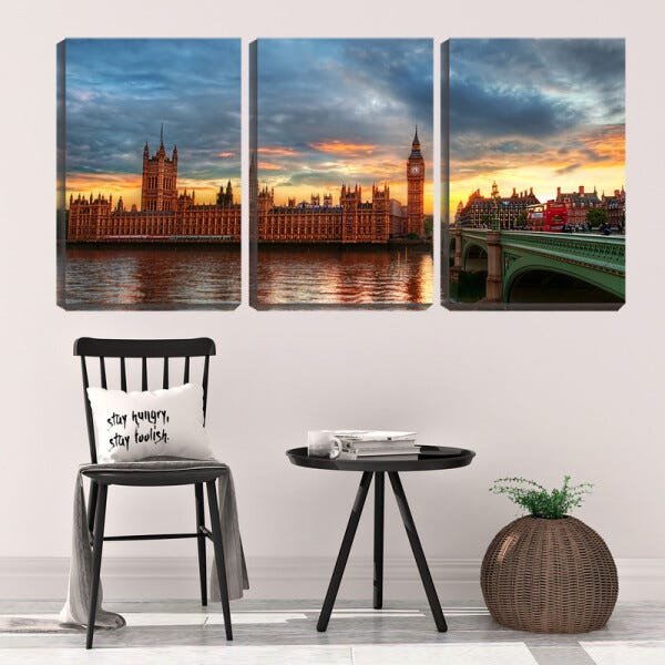 Quadro canvas 68x126 big ben perto do palácio - 2