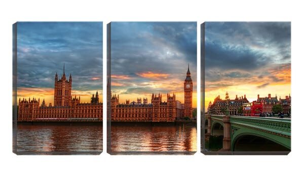 Quadro canvas 68x126 big ben perto do palácio - 1