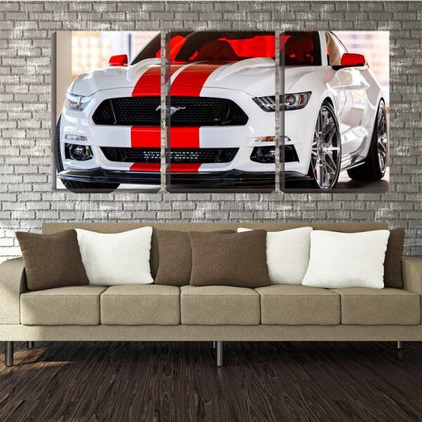 Quadro canvas 68x126 carro branco listras vermelhas - 2