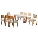 Ver imagem 2 de Conjunto Sala de Jantar Mesa 180cm com 8 Cadeiras Liz Bege/Cinamomo/Off White/Linho