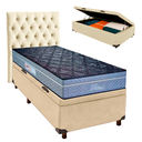 Ver imagem 1 de Kit Cama Box Bau + Cabeceira + Colchão Solteiro Molas Ensacadas - Petrus - Paropas