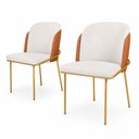Ver imagem 1 de Kit 2 Cadeira de Jantar Estofada Ergonômica D28 Aço Carbono Aurora - Dourado | Caramelo | Palha