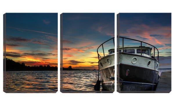 Quadro canvas 68x126 barco ancorado no lago - 2