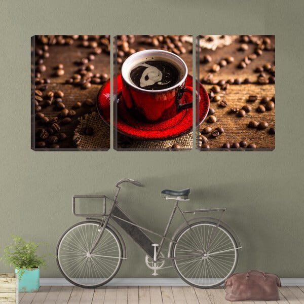 Quadro canvas 68x126 cafezinho na xícara vermelha - 2