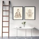Ver imagem 2 de Kit 2 Quadros Esotéricos Buda E Hamsa 45x34cm:Madeira preta