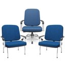 Ver imagem 1 de Kit Cadeira de Escritório Giratória e 2 Cadeiras Fixas Cromada Magno P03 Crepe Azul - Lyam Decor