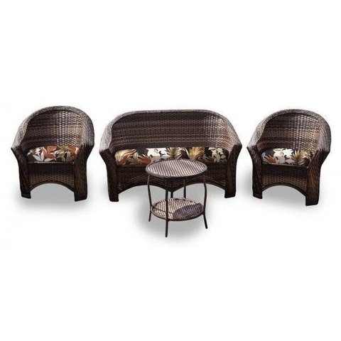 Conjunto Bali - 1 Sofá 2 L + 2 Poltronas + 1 Mesa Centro - Rivieira Marron