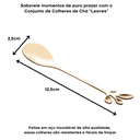 Ver imagem 3 de Colher de Chá em Aço Inoxidável Leaves Kit Colheres de Chá Café Sobremesa Ramo 4 Unidades - Dourado