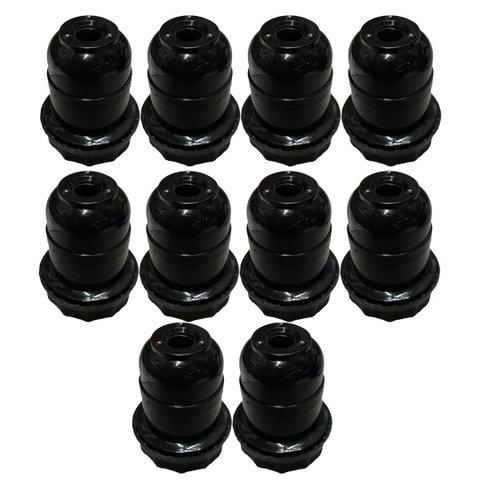 Kit 10 Soquete E-27 Abajur Plastico Preto