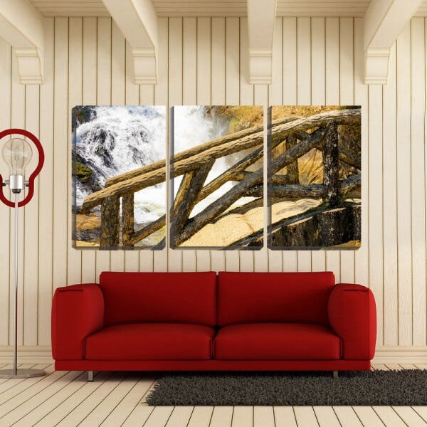 Quadro canvas 68x126 ponte de pinheiro na cachoeira - 2