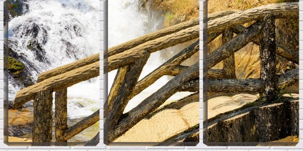 Quadro canvas 68x126 ponte de pinheiro na cachoeira - 1