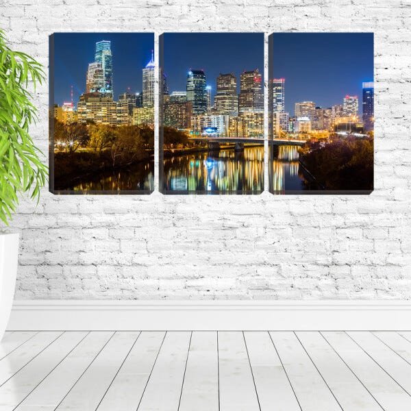Quadro canvas 68x126 prédios iluminados no horizonte - 2