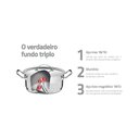 Ver imagem 4 de Caçarola Tramontina Professional Rasa em Aço Inox Fundo Triplo com Tampa Plana 20 Cm 2,9 L