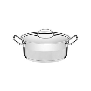 Caçarola Tramontina Professional Rasa em Aço Inox Fundo Triplo com Tampa Plana 20 Cm 2,9 L